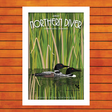 Load image into Gallery viewer, Loons - Great Northern Diver Retro Travel Poster Prints