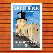 Load image into Gallery viewer, Split Rock Lighthouse View Day Retro Travel Poster Prints