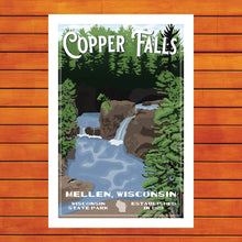 Load image into Gallery viewer, Copper Falls State Park - Copper Falls Retro Travel Poster Prints