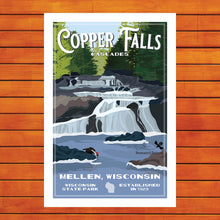 Load image into Gallery viewer, Copper Falls State Park - Cascades Retro Travel Poster Prints
