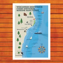Load image into Gallery viewer, Point Beach State Park - Shipwrecks Retro Travel Poster Prints