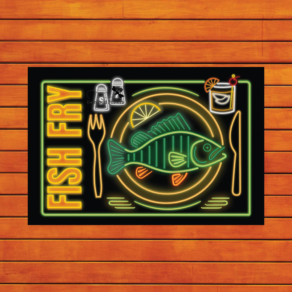 Fish Fry Retro Travel Poster