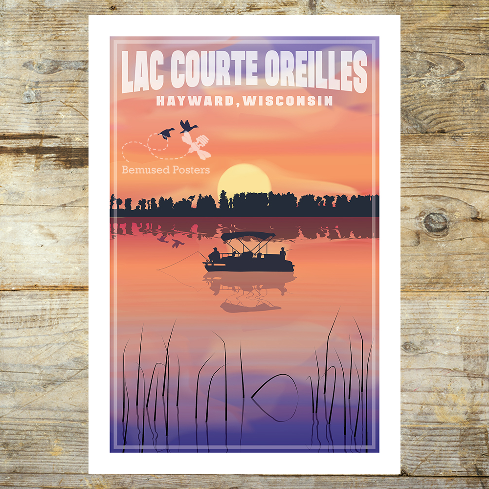 Poster Encadré Cabin Art – Coucher De Soleil Door County – Déco Cottage Wisconsin