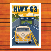 Hayward Highway 63 Railroad Bridge “Spooner Blows” Retro Travel Poster Prints