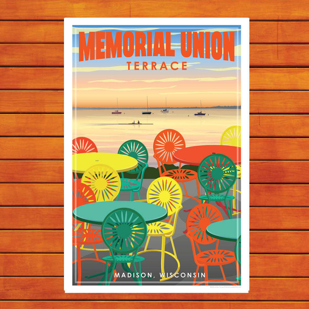 Madison Memorial Union Terrace Retro Travel Poster Prints