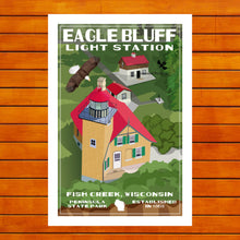 Load image into Gallery viewer, Eagle Bluff Light Station Retro Travel Poster Prints
